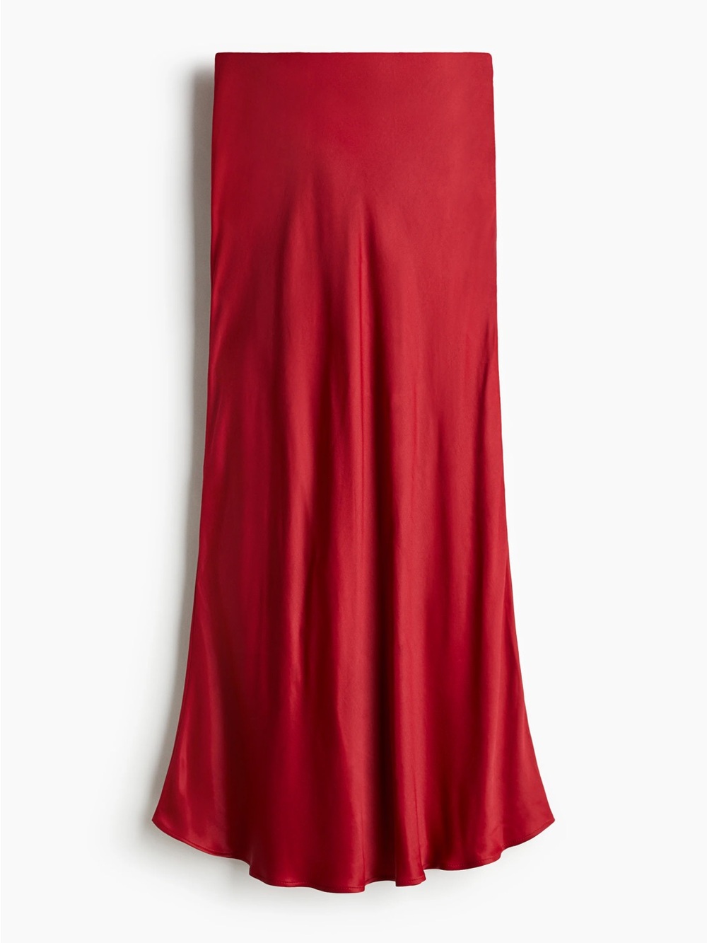 H&M Red Satin Midi Skirt